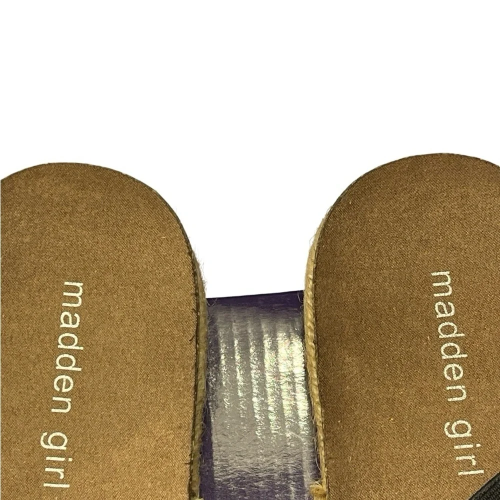 Worn Once Madden Girl Black Crispp Espadrille Slip on Sandal Size 11 comes w/box